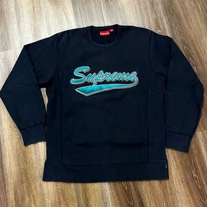 Supreme FW16 Brush Script Crewneck Navy Size L Made in Canada